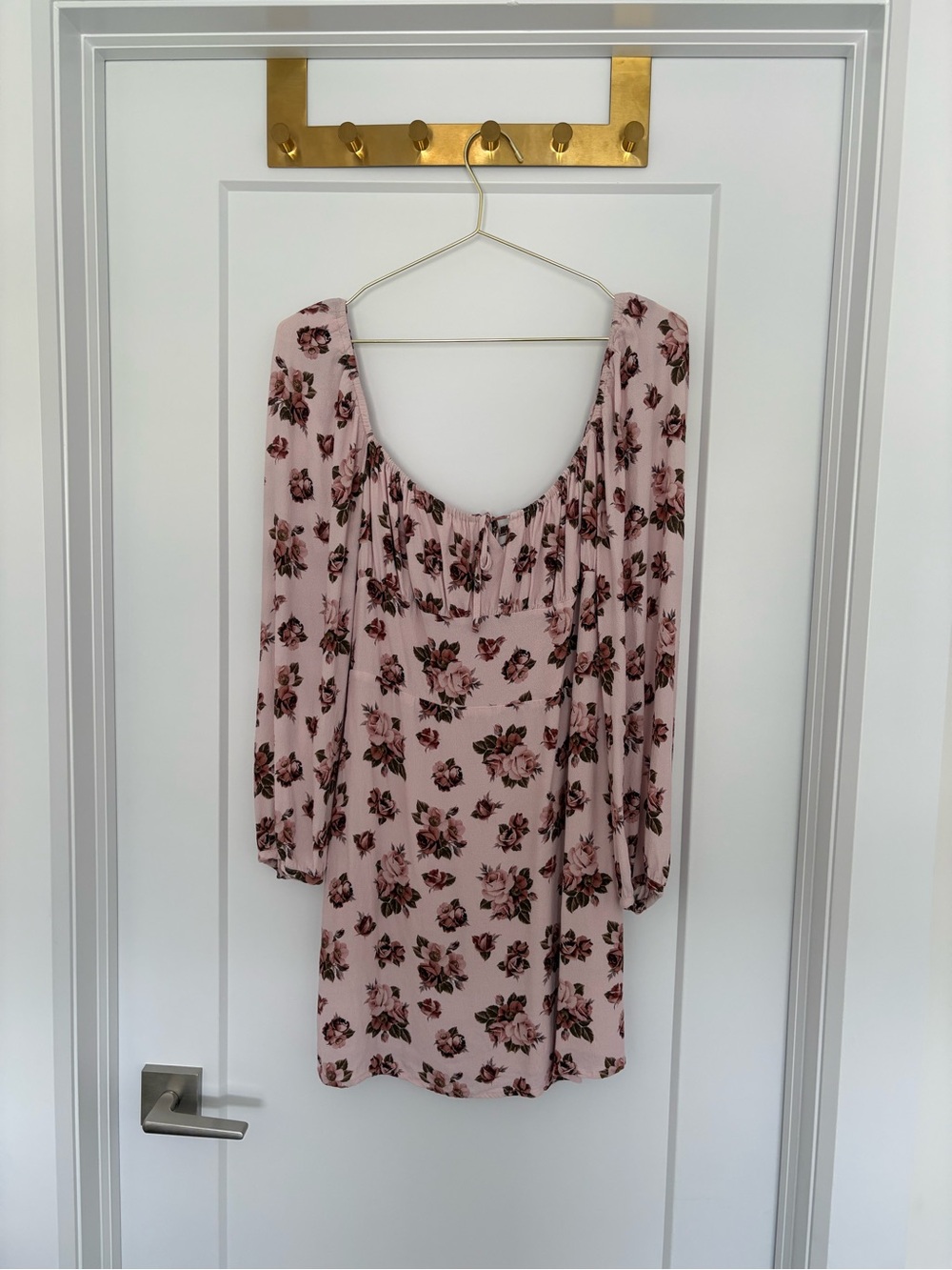 Sunday Best Blush Pink Floral Long-Sleeve Scoop Dress
